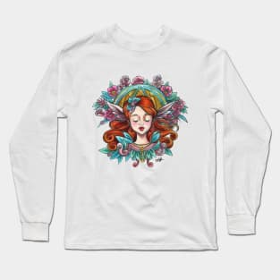 Cute Fairy Mother Art Deco Sweet Watercolour Long Sleeve T-Shirt